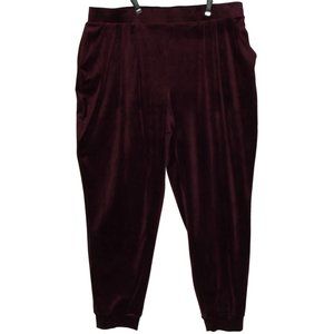 Express Velour Pants XL x 30" Burgundy Super High Rise Pleated Jogger (16-18)